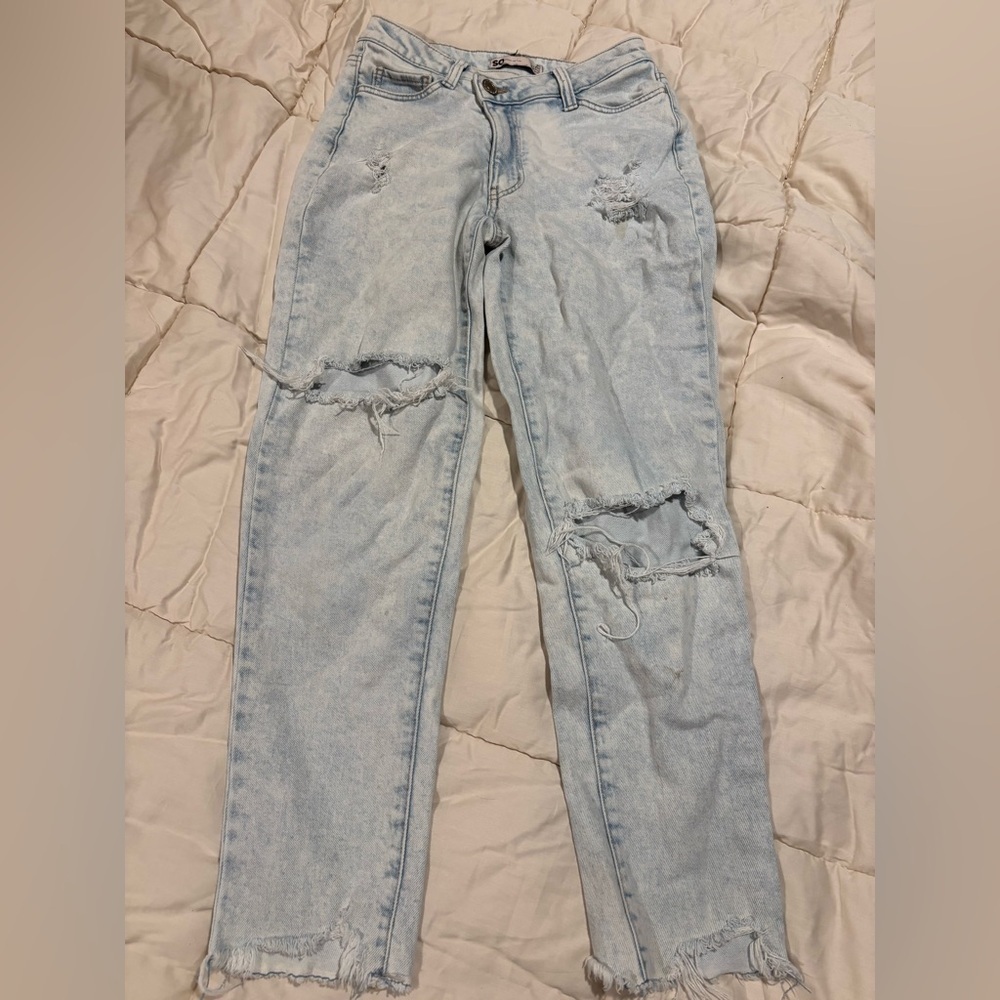 SO size 0 Blue Jeans Classic Style with tears for style